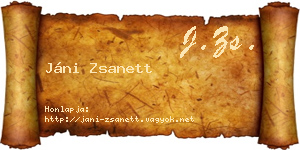 Jáni Zsanett névjegykártya